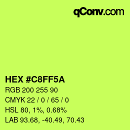 颜色代码: HEX #C8FF5A | qconv.com