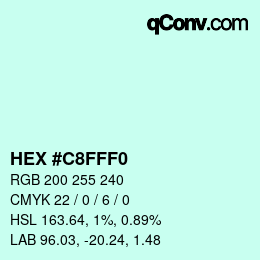 Color code: HEX #C8FFF0 | qconv.com