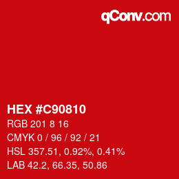カラーコード: HEX #C90810 | qconv.com