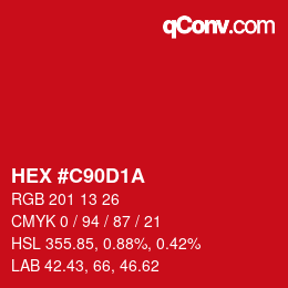 Color code: HEX #C90D1A | qconv.com