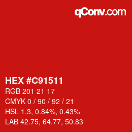 Color code: HEX #C91511 | qconv.com