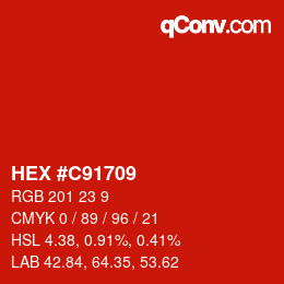 Color code: HEX #C91709 | qconv.com