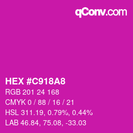 カラーコード: HEX #C918A8 | qconv.com