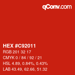 Color code: HEX #C92011 | qconv.com