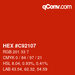 Color code: HEX #C92107 | qconv.com