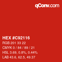 Color code: HEX #C92116 | qconv.com