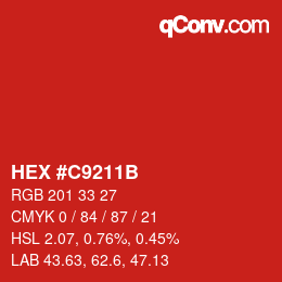 Farbcode: HEX #C9211B | qconv.com