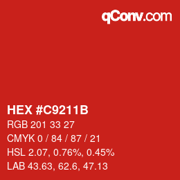 Color code: HEX #C9211B | qconv.com