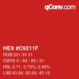 Color code: HEX #C9211F | qconv.com