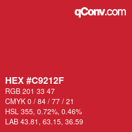 カラーコード: HEX #C9212F | qconv.com