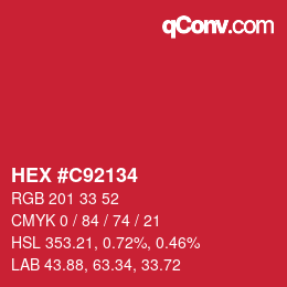 Color code: HEX #C92134 | qconv.com