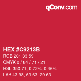 カラーコード: HEX #C9213B | qconv.com