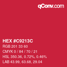 カラーコード: HEX #C9213C | qconv.com