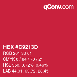 Color code: HEX #C9213D | qconv.com