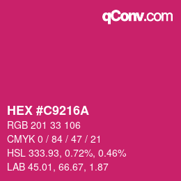 カラーコード: HEX #C9216A | qconv.com