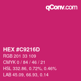 カラーコード: HEX #C9216D | qconv.com