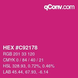 カラーコード: HEX #C92178 | qconv.com