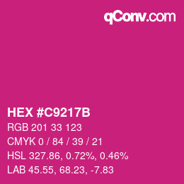カラーコード: HEX #C9217B | qconv.com