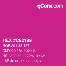 Color code: HEX #C92189 | qconv.com