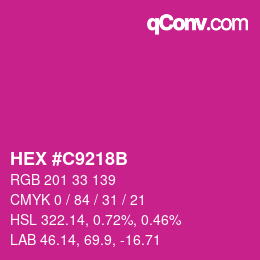 カラーコード: HEX #C9218B | qconv.com