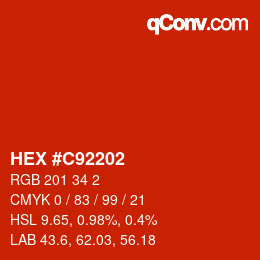 Color code: HEX #C92202 | qconv.com