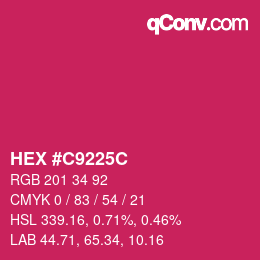 Farbcode: HEX #C9225C | qconv.com