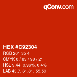 Color code: HEX #C92304 | qconv.com