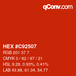 Farbcode: HEX #C92507 | qconv.com