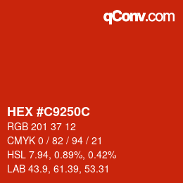 Color code: HEX #C9250C | qconv.com