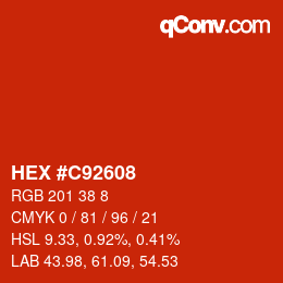 Color code: HEX #C92608 | qconv.com
