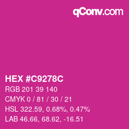 颜色代码: HEX #C9278C | qconv.com