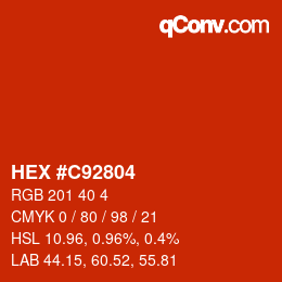 Color code: HEX #C92804 | qconv.com