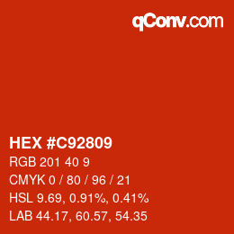 Color code: HEX #C92809 | qconv.com