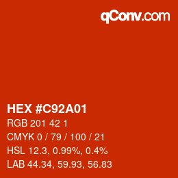 カラーコード: HEX #C92A01 | qconv.com