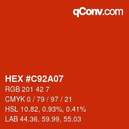 カラーコード: HEX #C92A07 | qconv.com