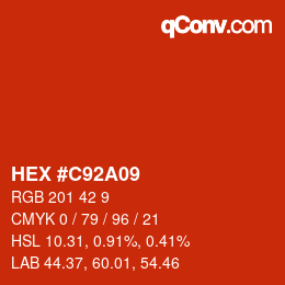 Color code: HEX #C92A09 | qconv.com