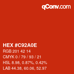 Color code: HEX #C92A0E | qconv.com