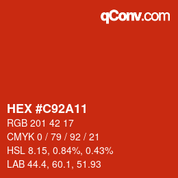 カラーコード: HEX #C92A11 | qconv.com