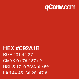 Color code: HEX #C92A1B | qconv.com