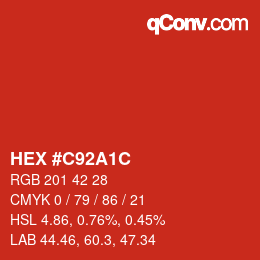 カラーコード: HEX #C92A1C | qconv.com