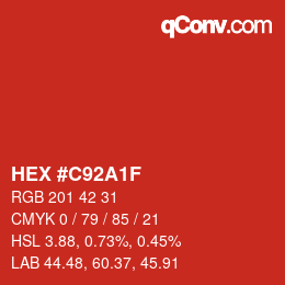 カラーコード: HEX #C92A1F | qconv.com