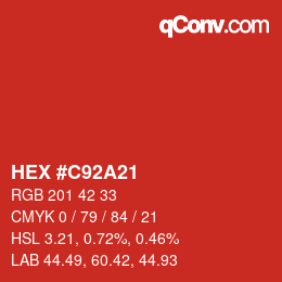 Color code: HEX #C92A21 | qconv.com
