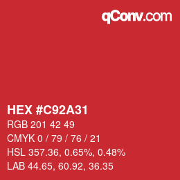 カラーコード: HEX #C92A31 | qconv.com