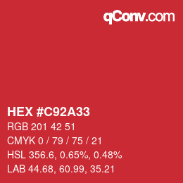 カラーコード: HEX #C92A33 | qconv.com