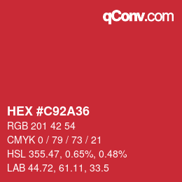 カラーコード: HEX #C92A36 | qconv.com