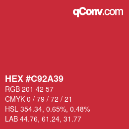 カラーコード: HEX #C92A39 | qconv.com