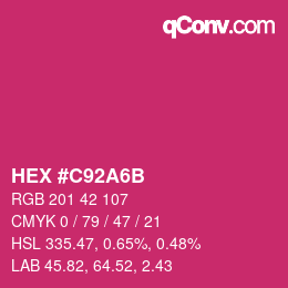 カラーコード: HEX #C92A6B | qconv.com