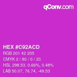 カラーコード: HEX #C92ACD | qconv.com