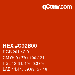 Color code: HEX #C92B00 | qconv.com