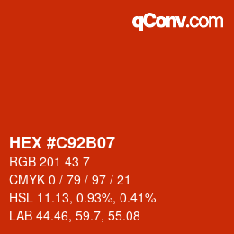Color code: HEX #C92B07 | qconv.com